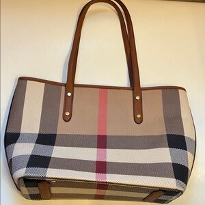 Stylish Plaid Tote Bag - Brown and Black